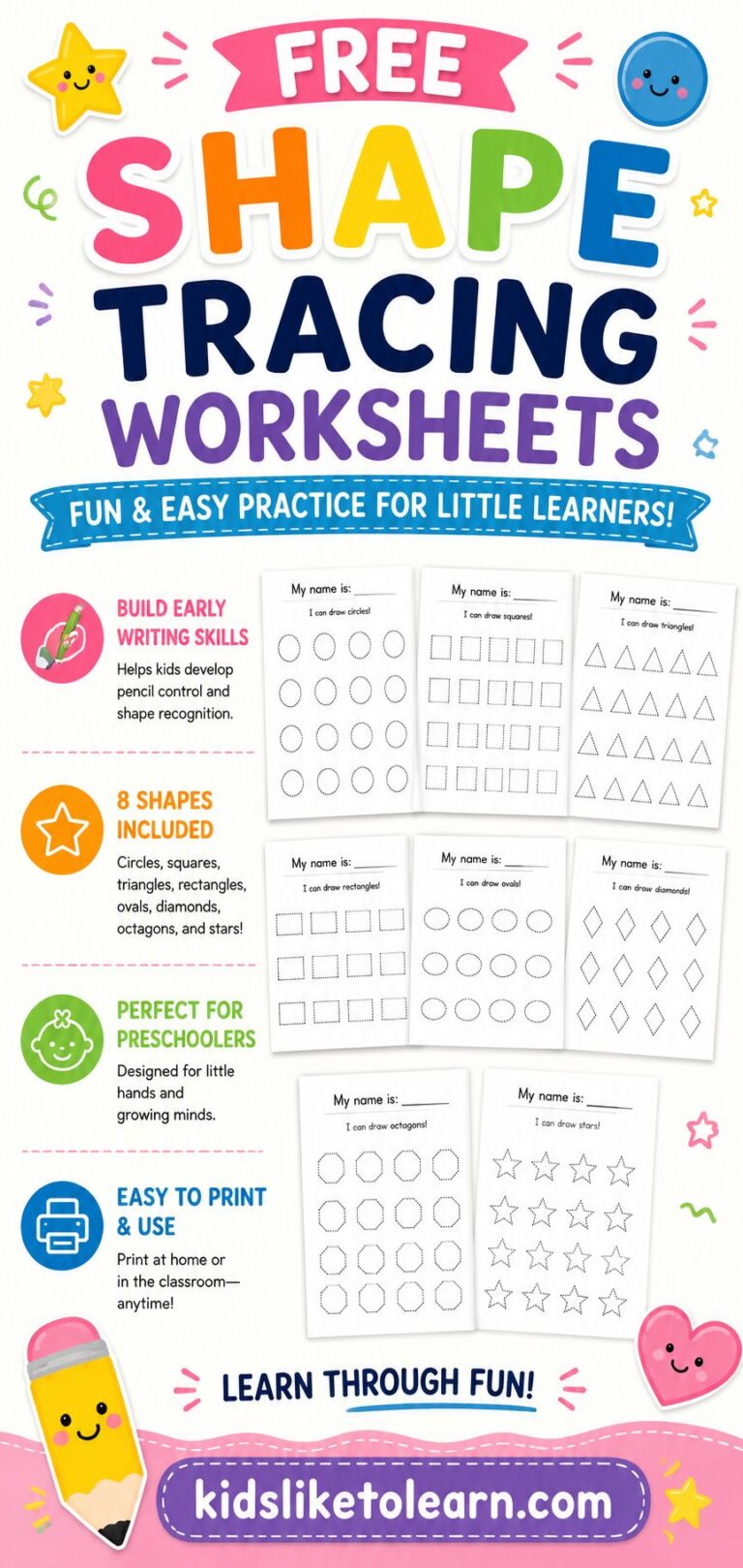 Free Shape Tracing Sheets for Toddlers and Preschoolers