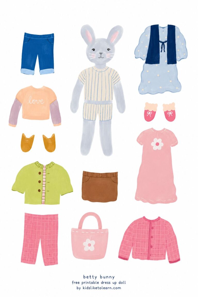 Free Printable Paper Dolls: Meet Betty Bunny, Your New Favorite Dress-Up Doll